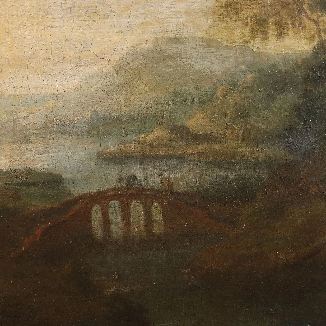 Paesaggio Fluviale con Figure, olio su tela, '600 6