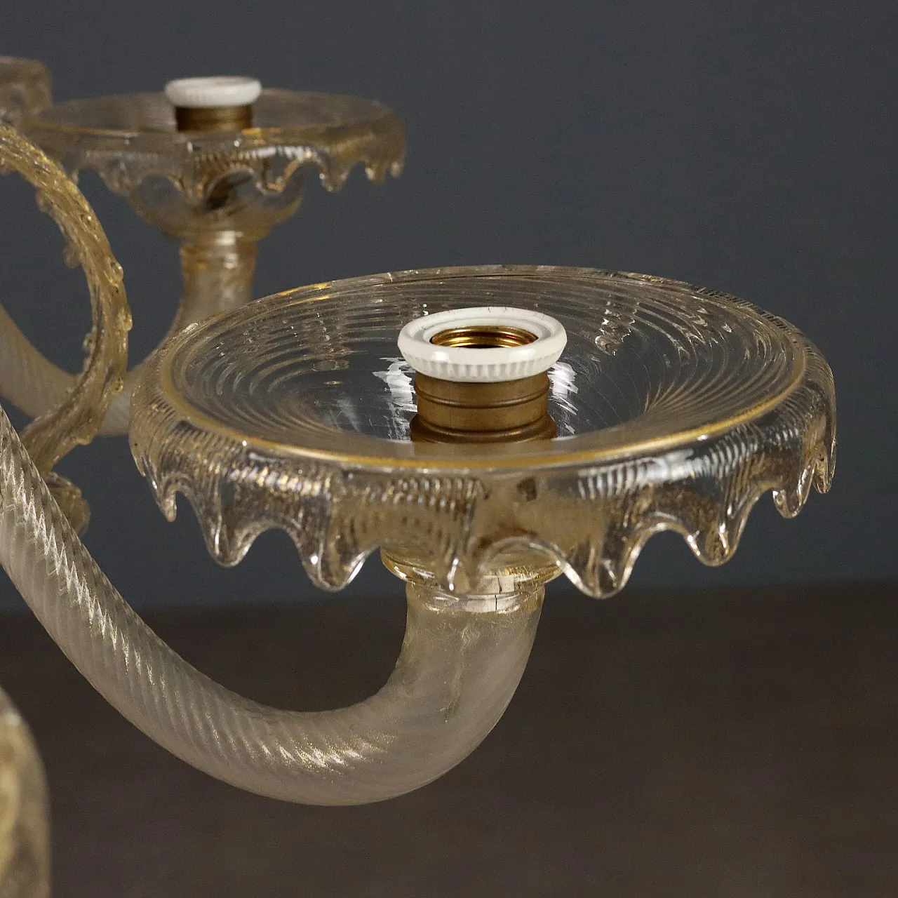 Lampadario in vetro soffiato con dorature, '900 6