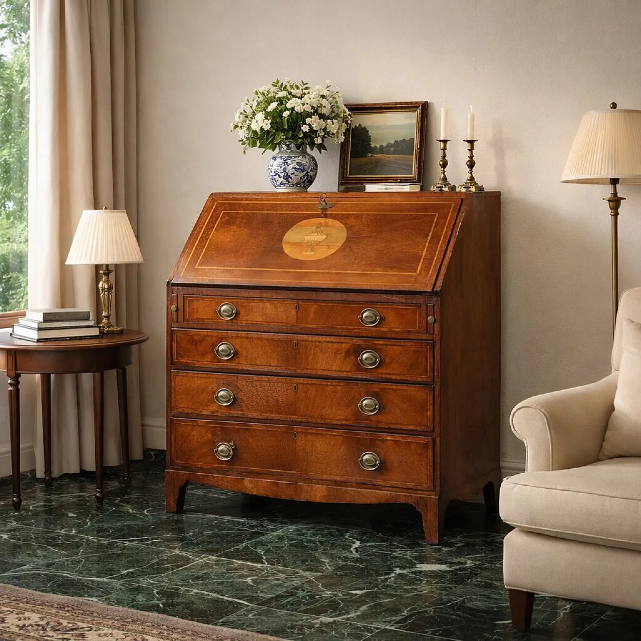 Ribalta in noce con filettature, tardo '700 2