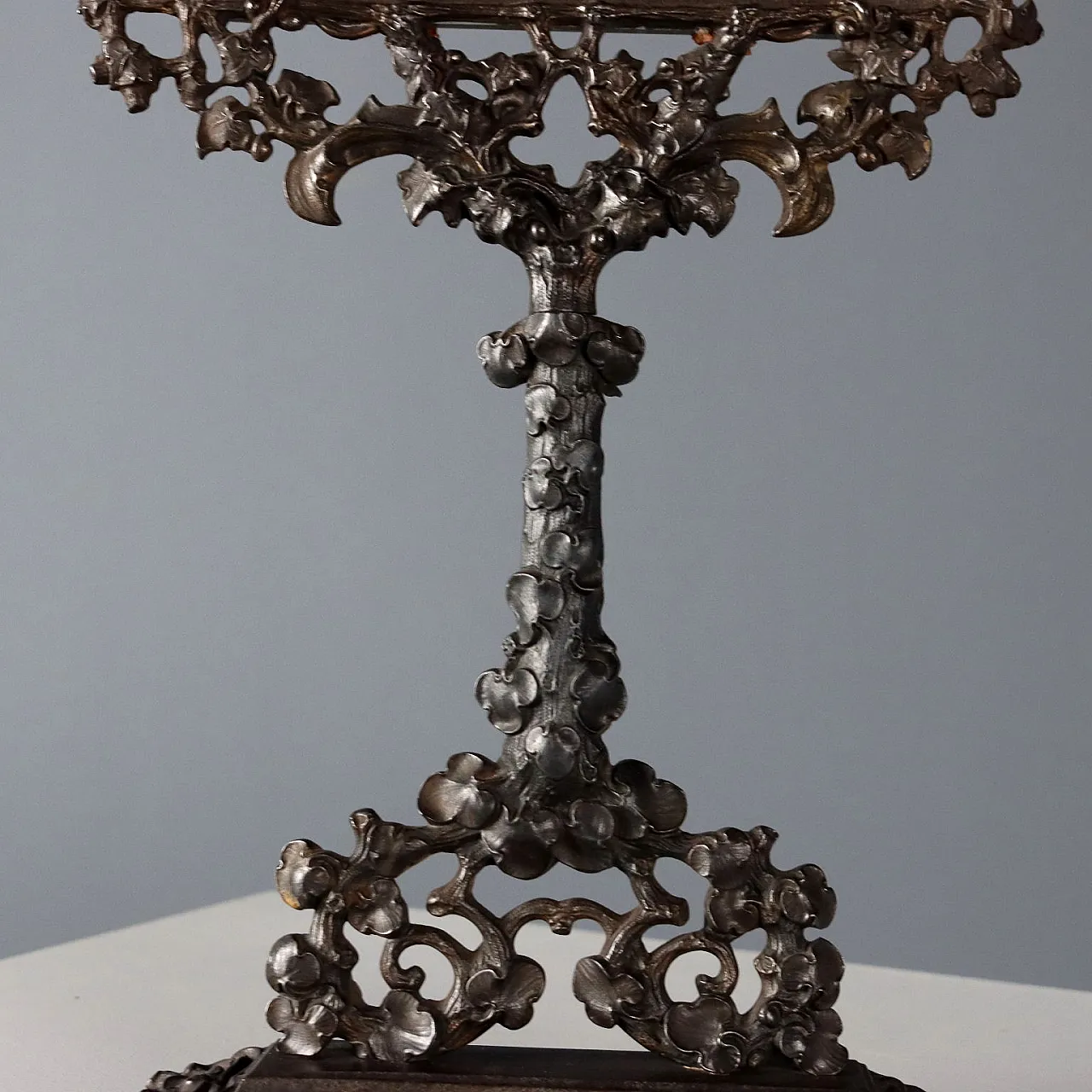 Specchio da tavolo in metallo patinato bronzo, '900 5