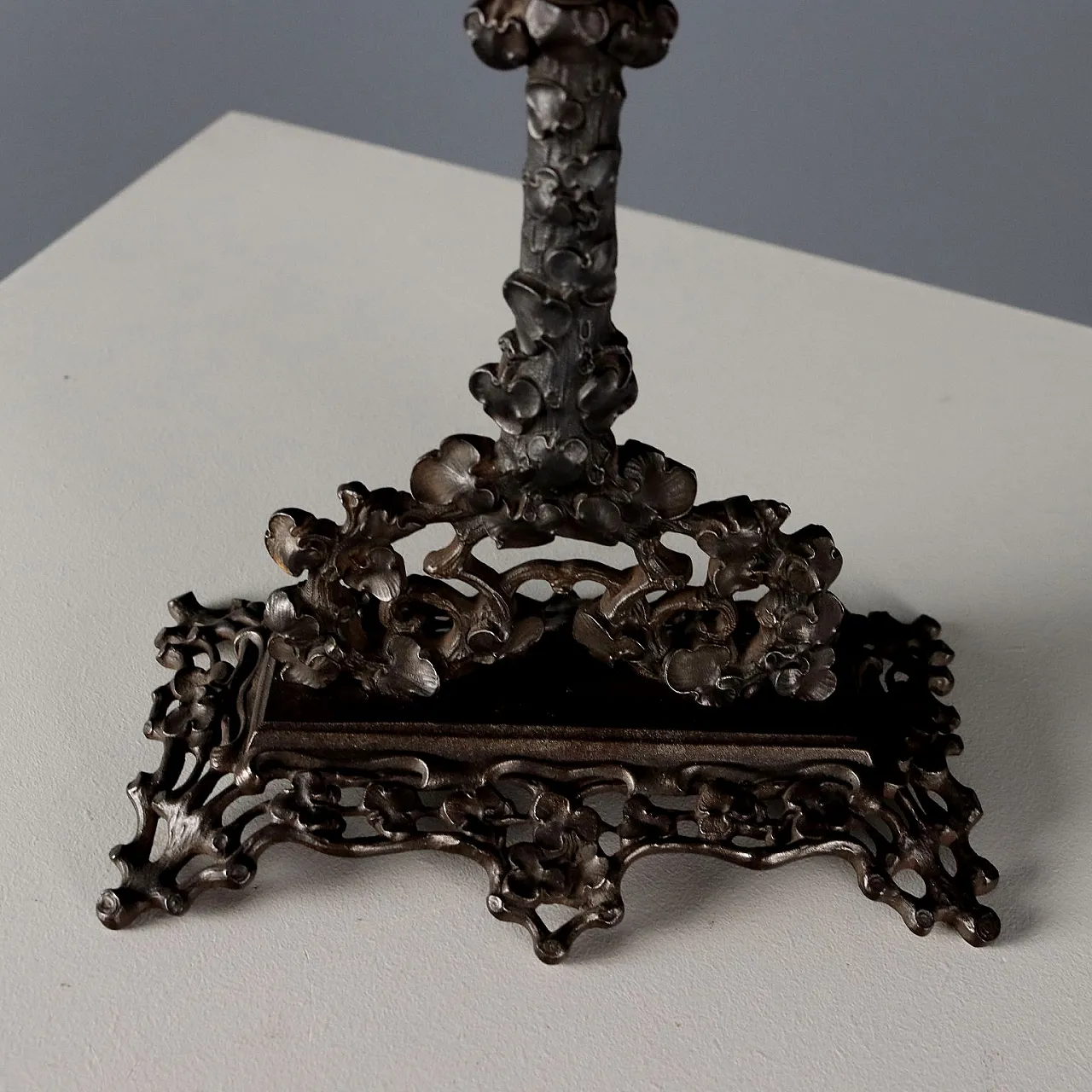 Specchio da tavolo in metallo patinato bronzo, '900 8