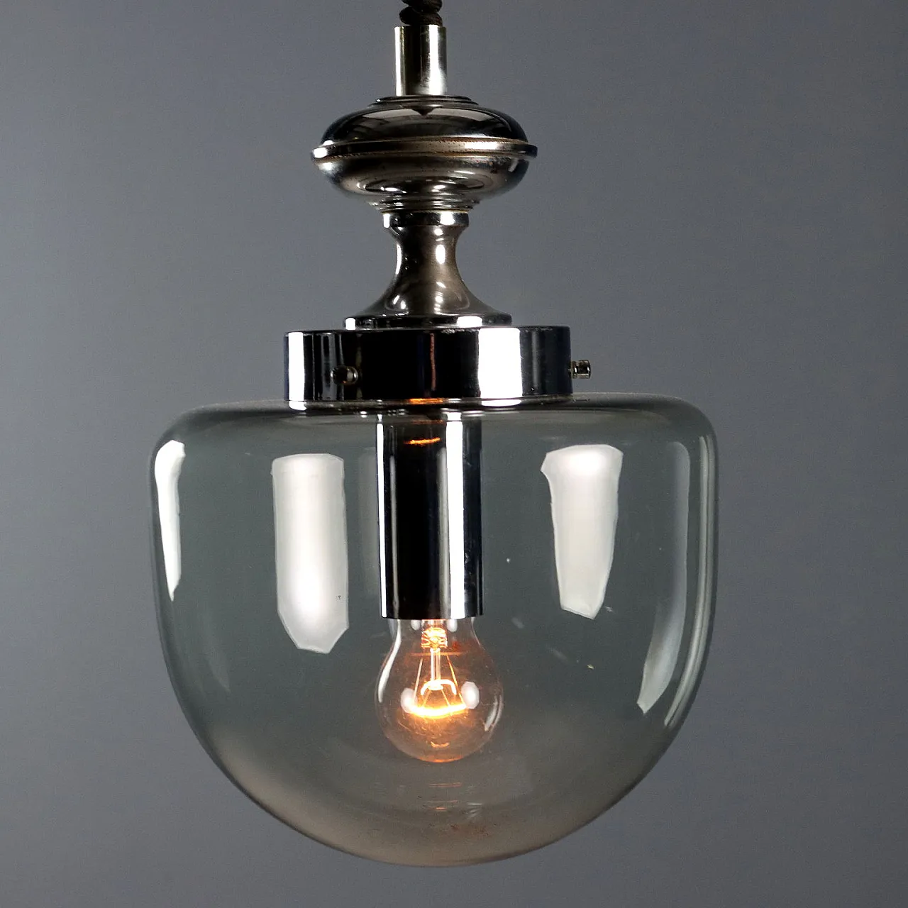 Lampada in metallo con diffusore in vetro, anni '70 3