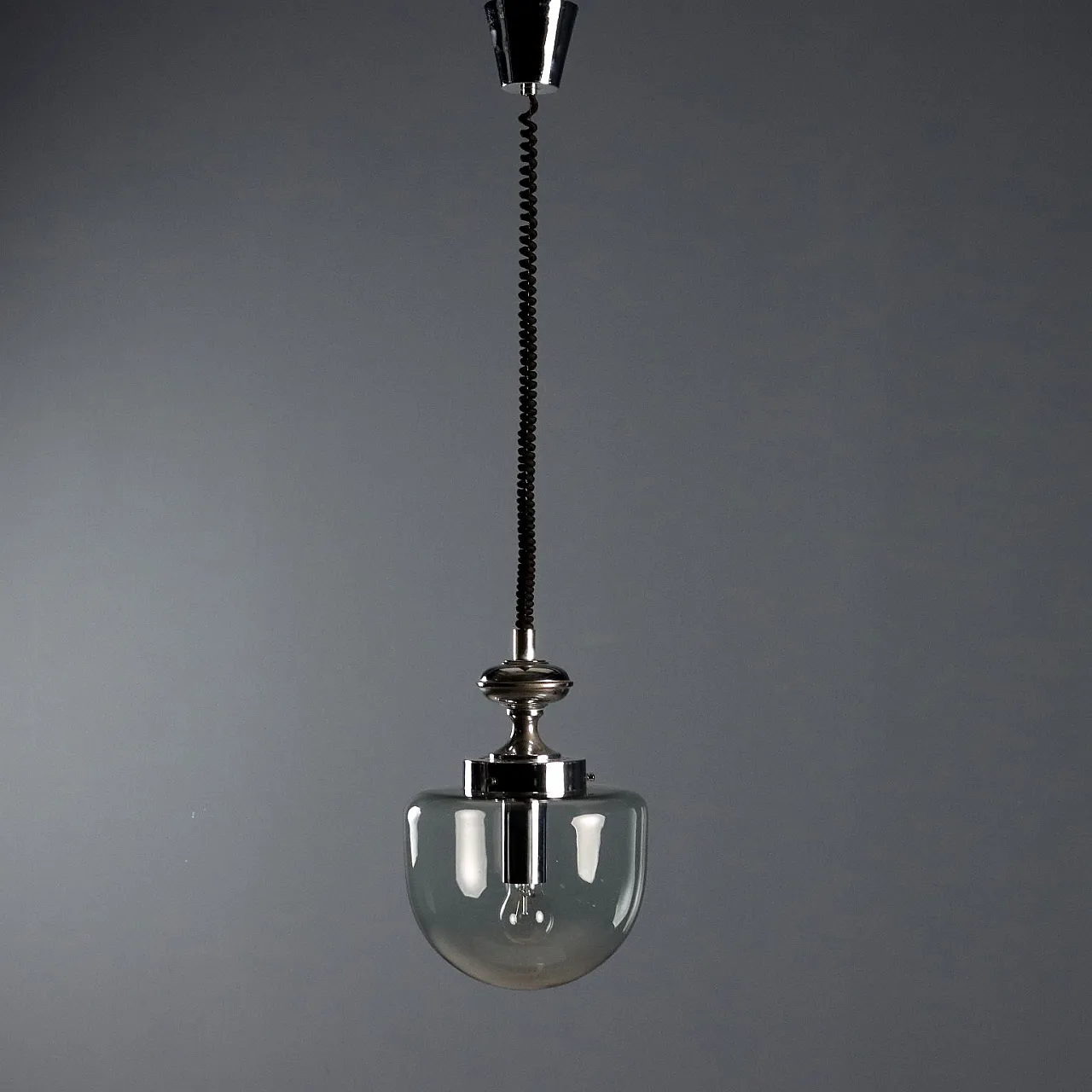 Lampada in metallo con diffusore in vetro, anni '70 4