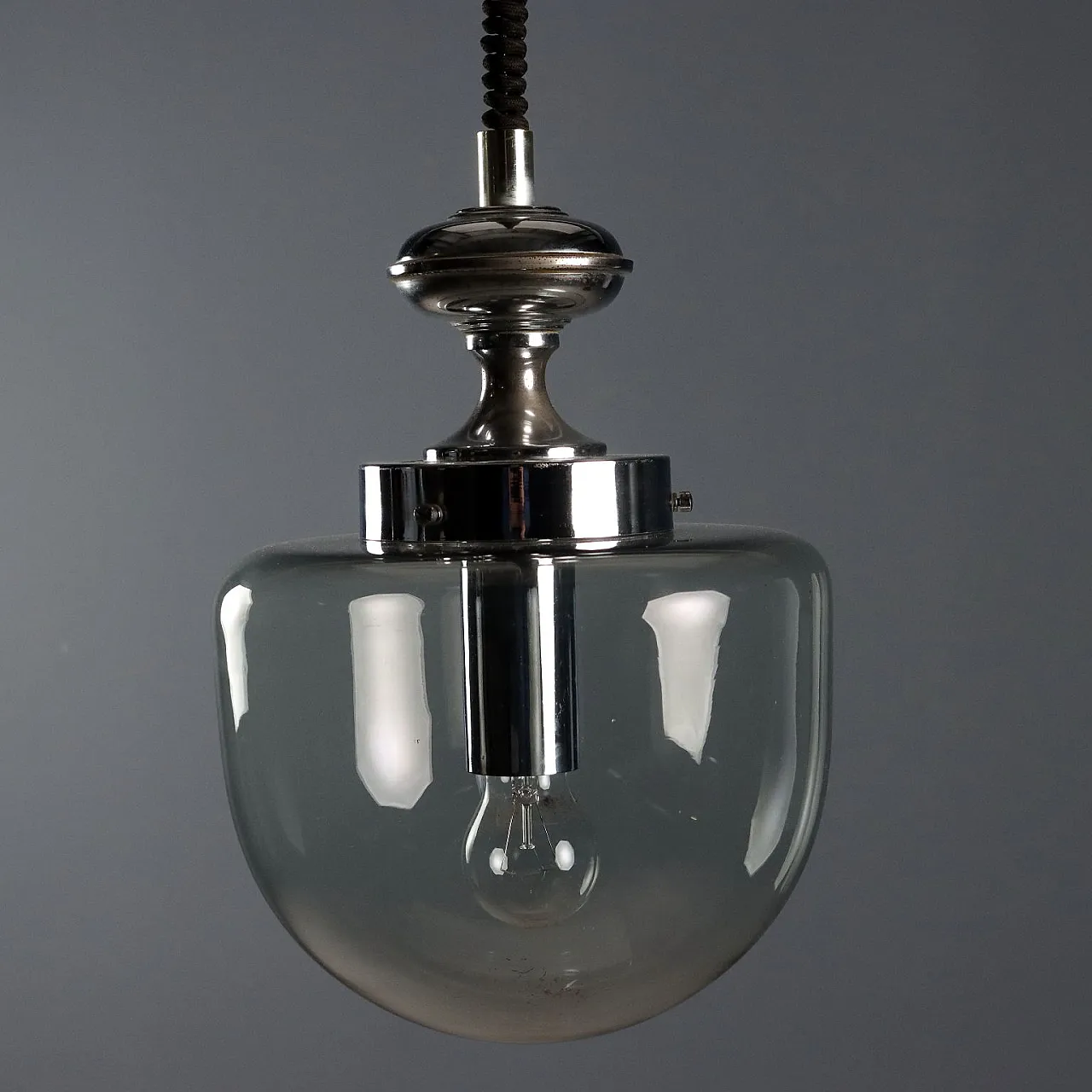 Lampada in metallo con diffusore in vetro, anni '70 5