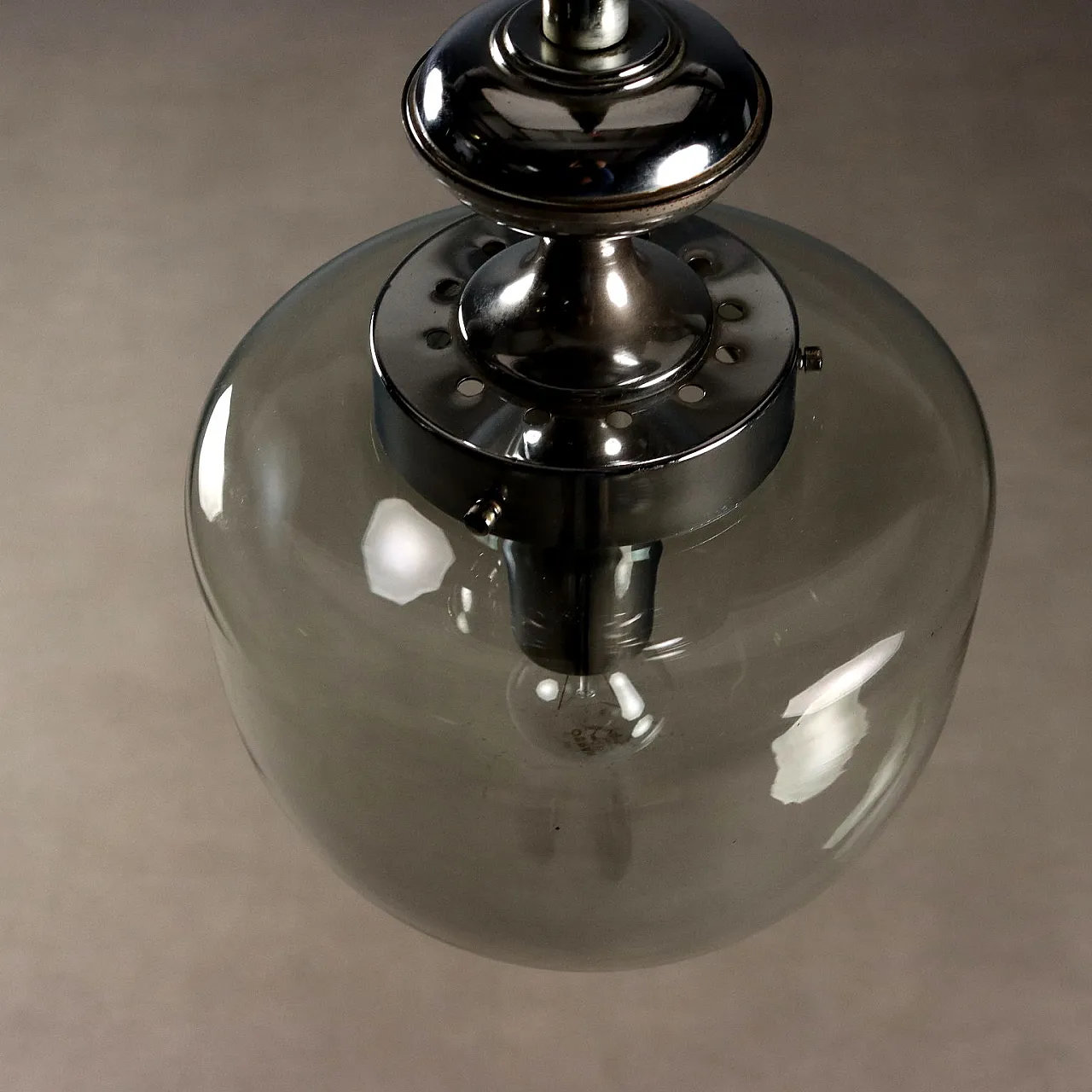 Lampada in metallo con diffusore in vetro, anni '70 6