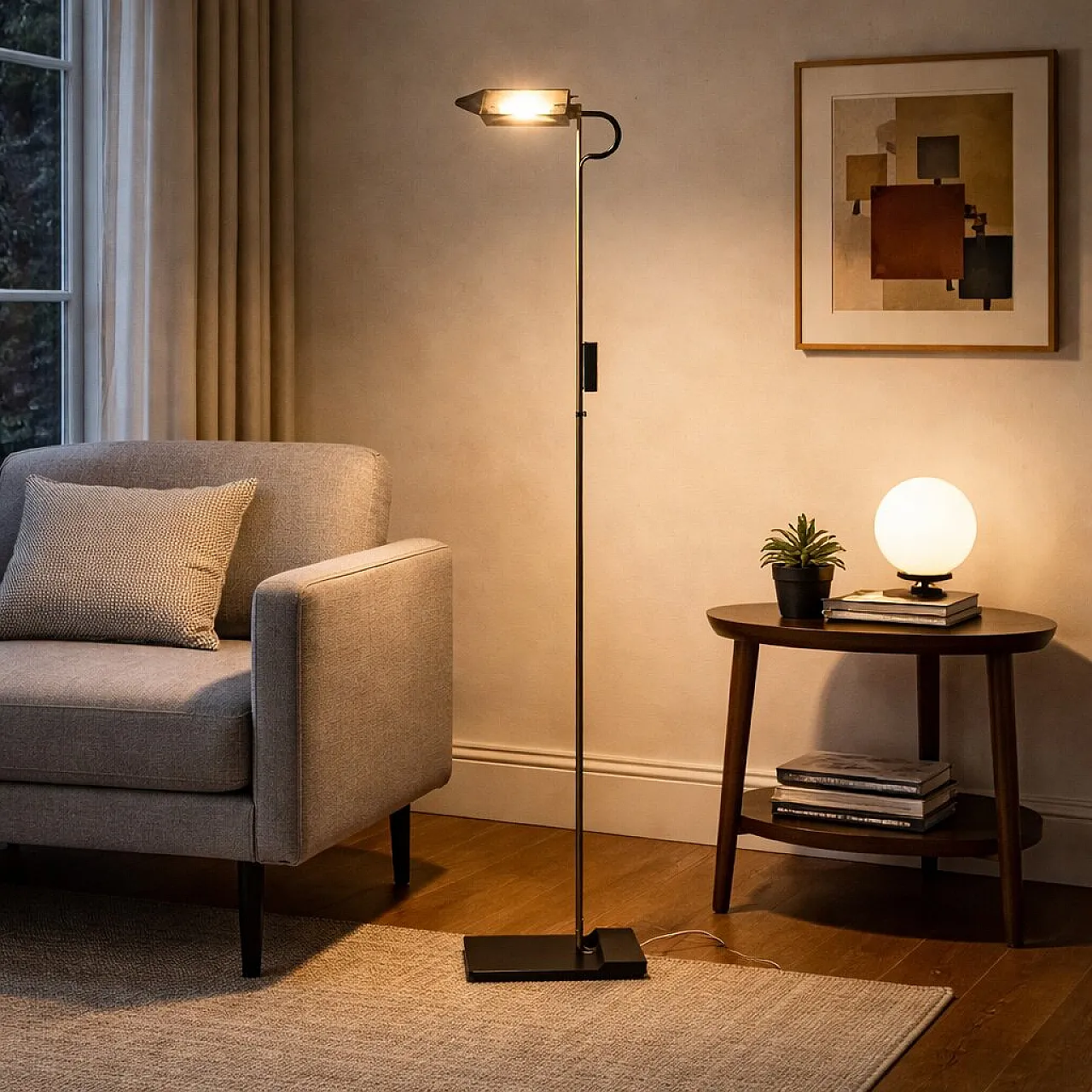 Lampada da terra in metallo, anni '80 2