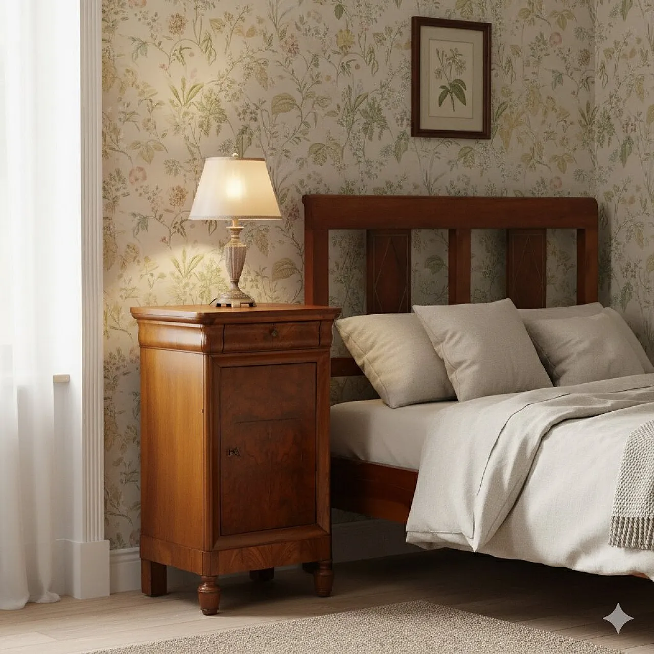 Cappuccino bedside table in walnut, 19th century 2