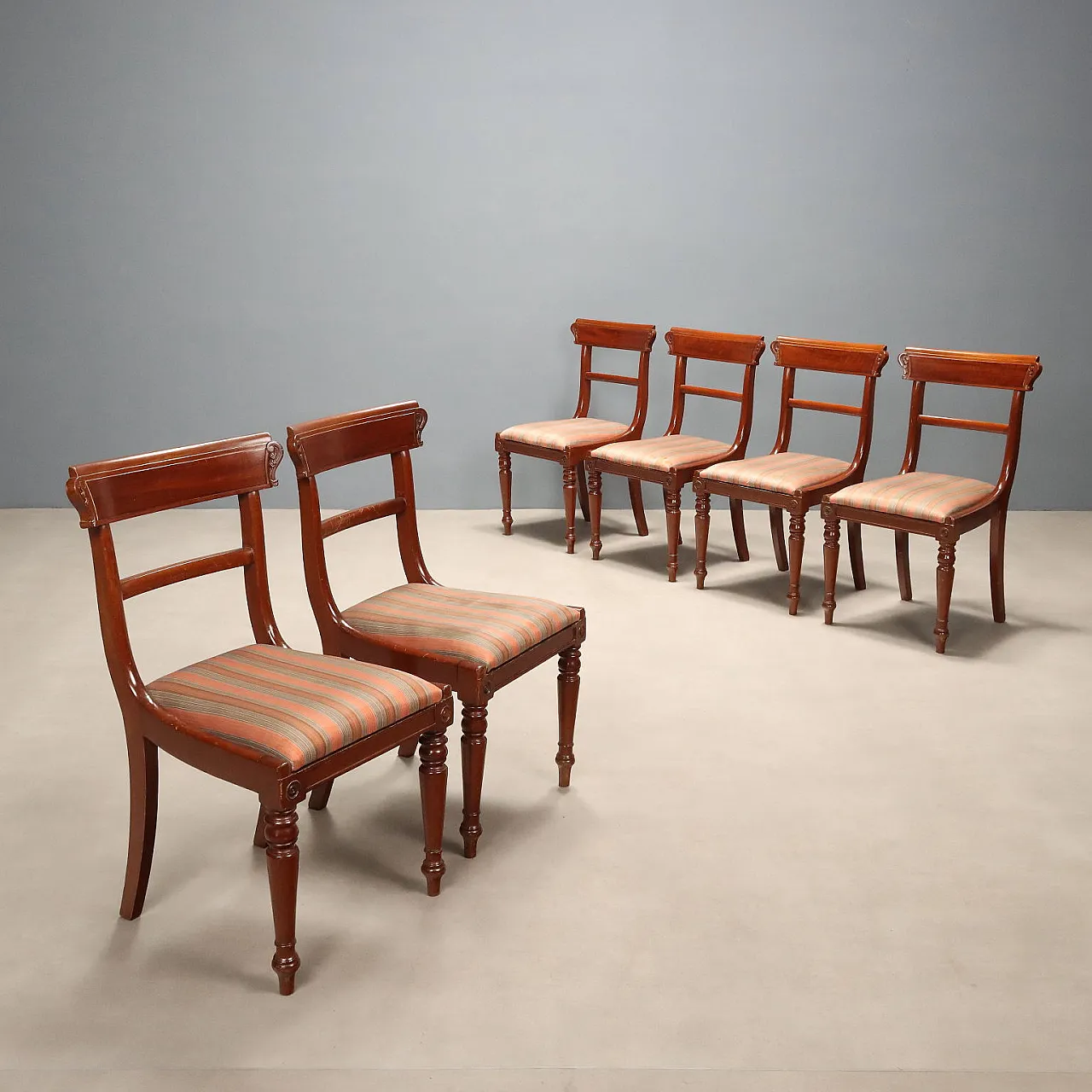 6 Edwardian mahogany chairs, early 20th century 1