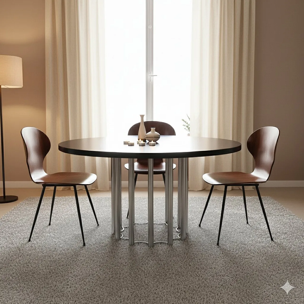 3 Chairs in plywood and metal, 1960s 2