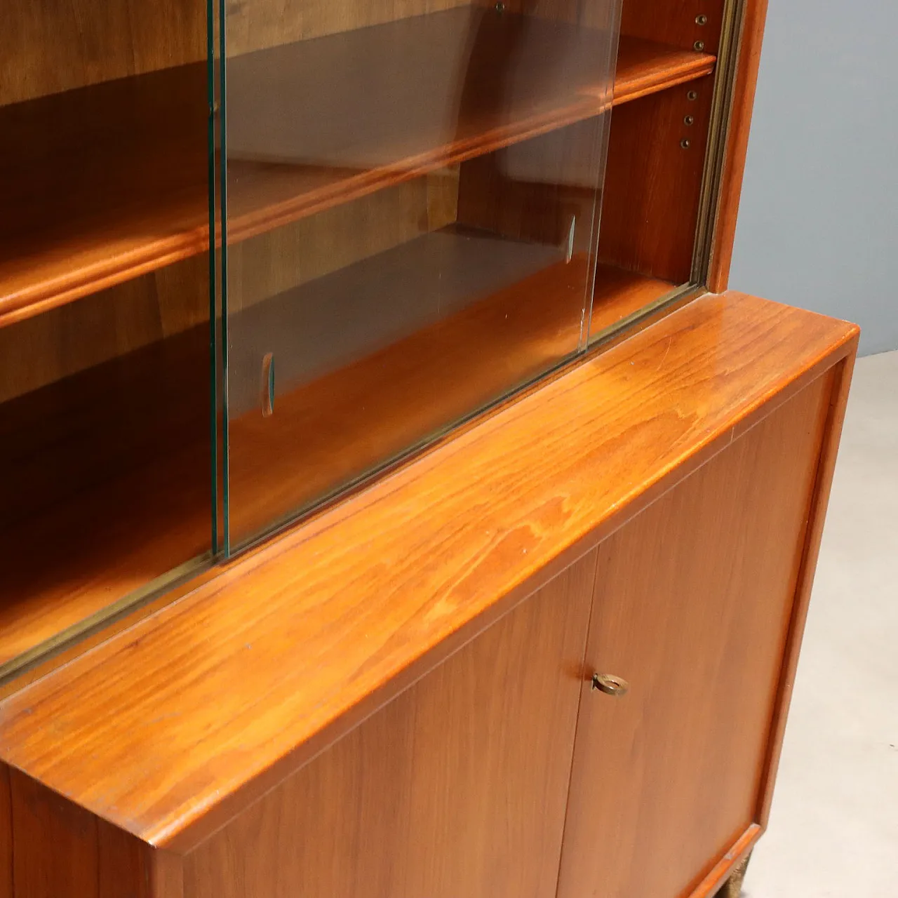 Larch veneer cabinet with brass details, 20th century 6