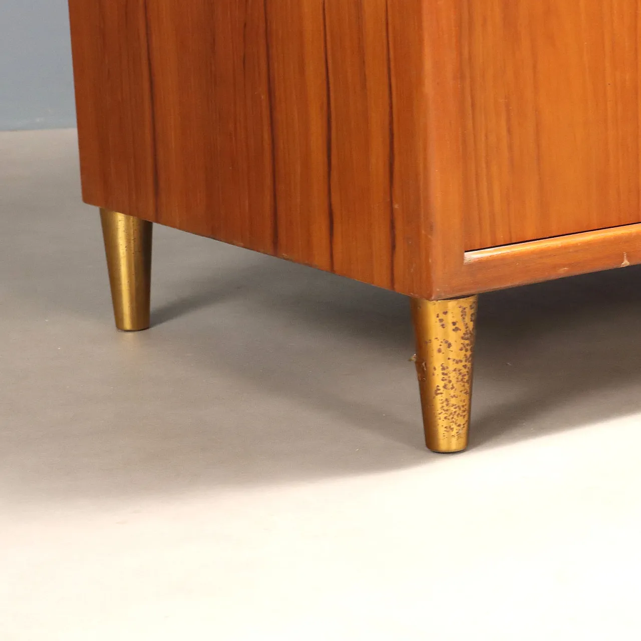 Larch veneer cabinet with brass details, 20th century 7