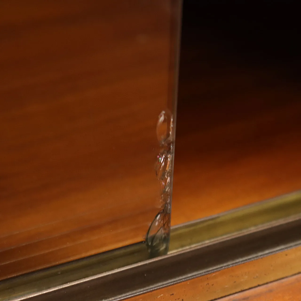 Larch veneer cabinet with brass details, 20th century 10
