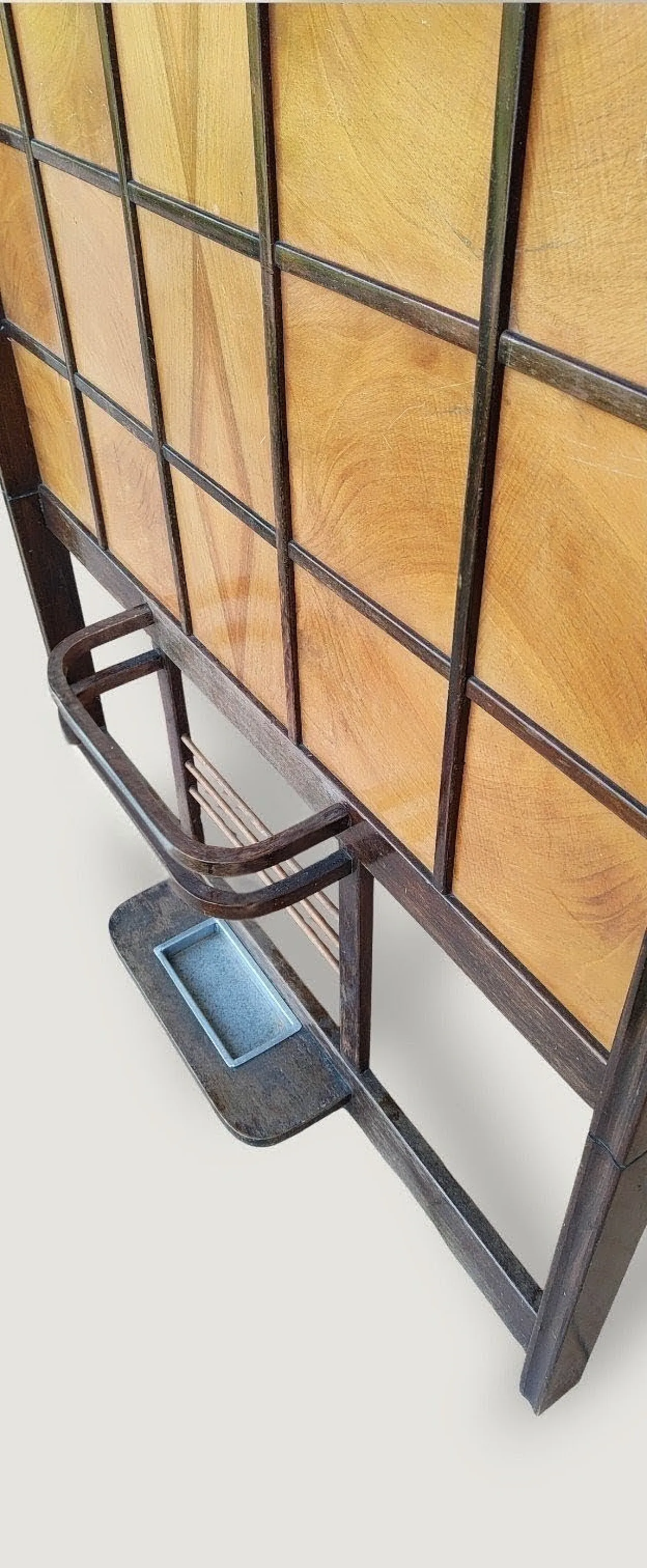 Art Deco wooden coat stand with umbrella stand and hatbox, 1930s 13
