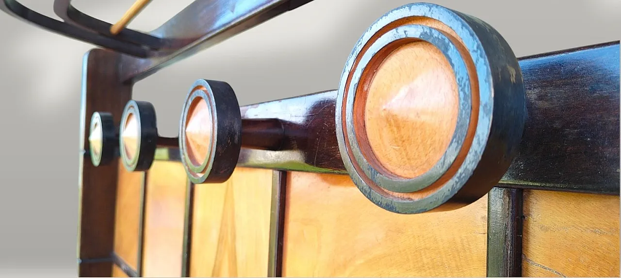 Art Deco wooden coat stand with umbrella stand and hatbox, 1930s 17