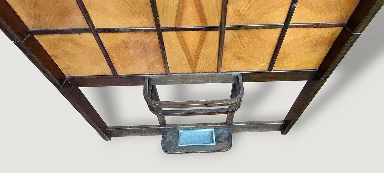 Art Deco wooden coat stand with umbrella stand and hatbox, 1930s 18