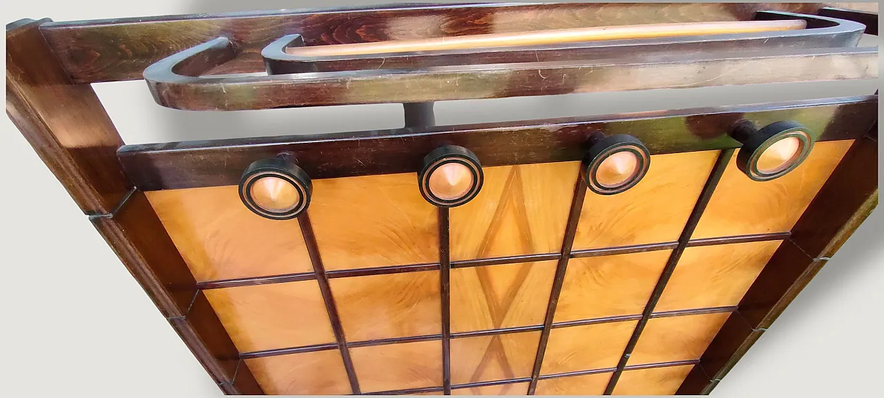 Art Deco wooden coat stand with umbrella stand and hatbox, 1930s 19