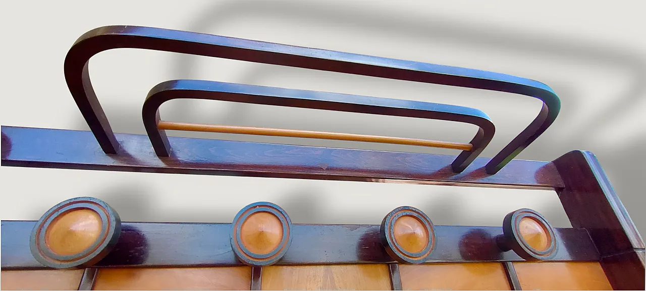 Art Deco wooden coat stand with umbrella stand and hatbox, 1930s 20