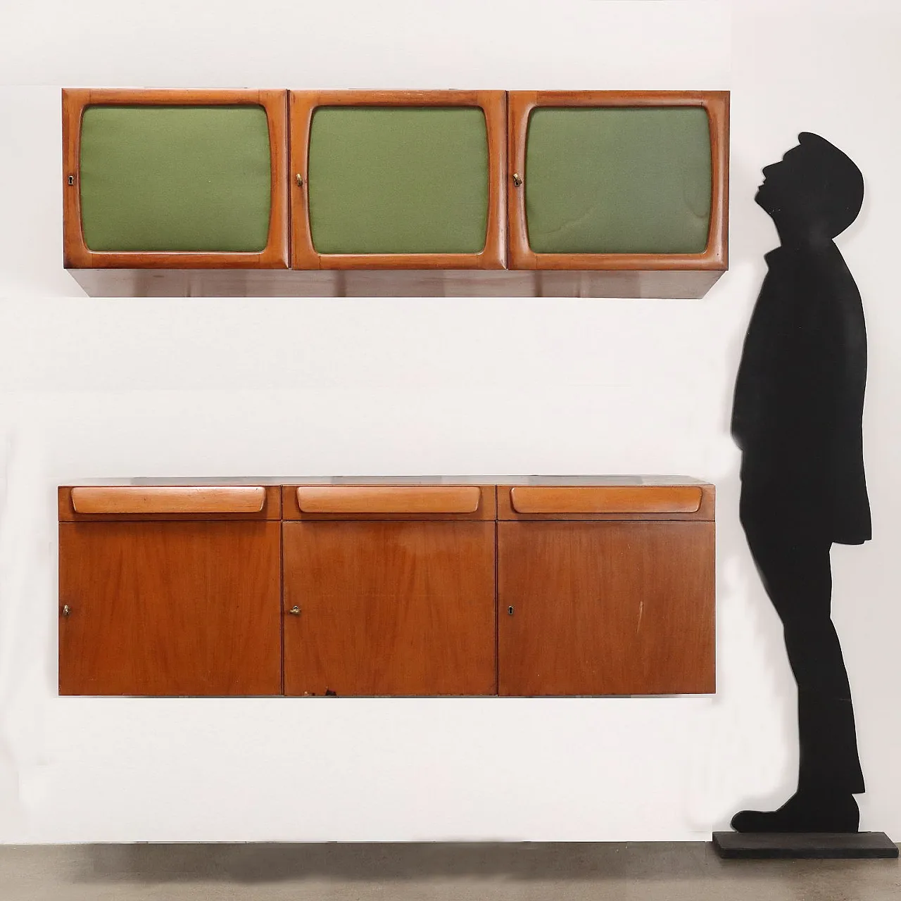 Coppia di mobili pensili in legno, anni '60 3