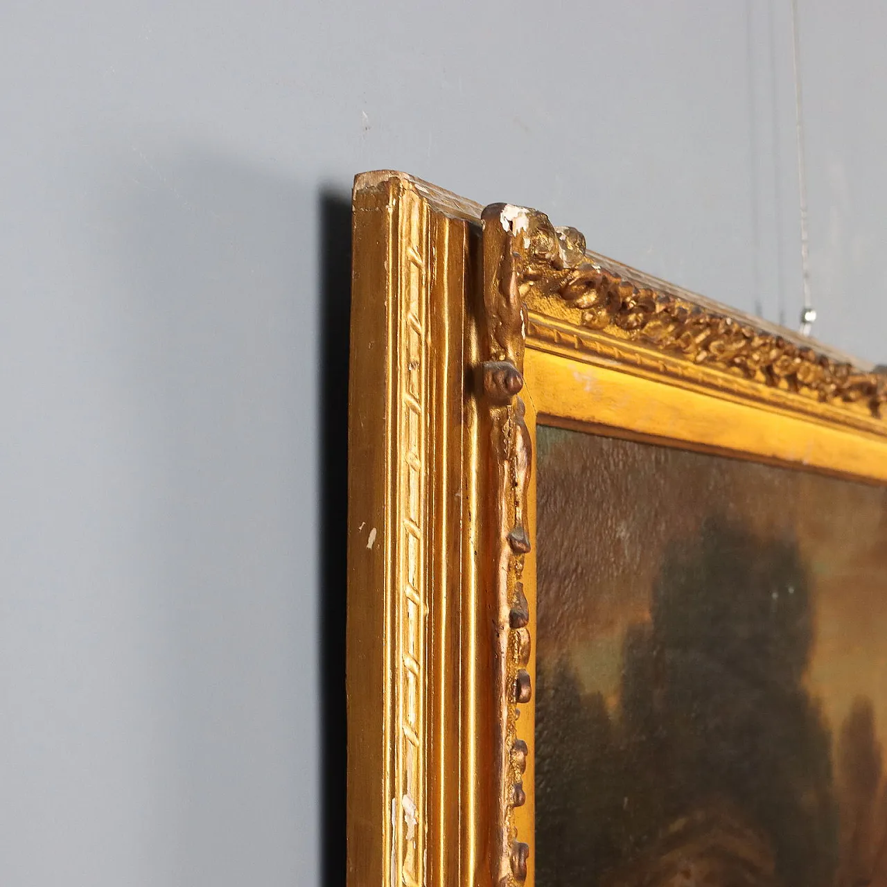 Paesaggio con figure e architettura, olio su tela, primo '900 9