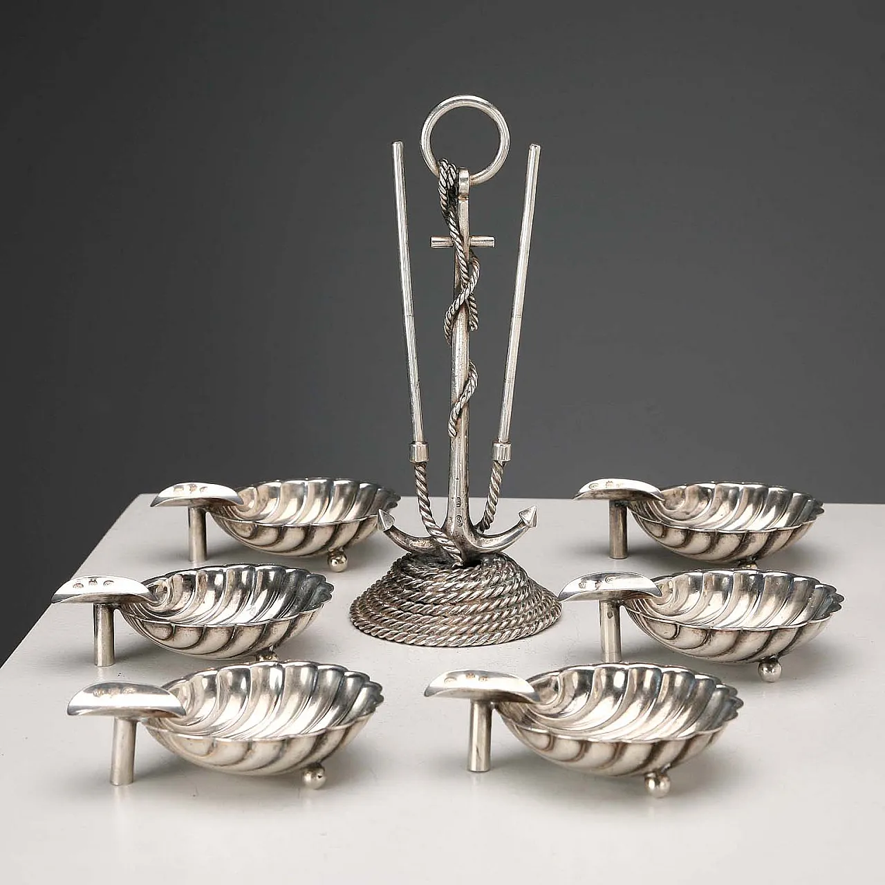 CESA Alessandria silver ashtray set, 20th century 10