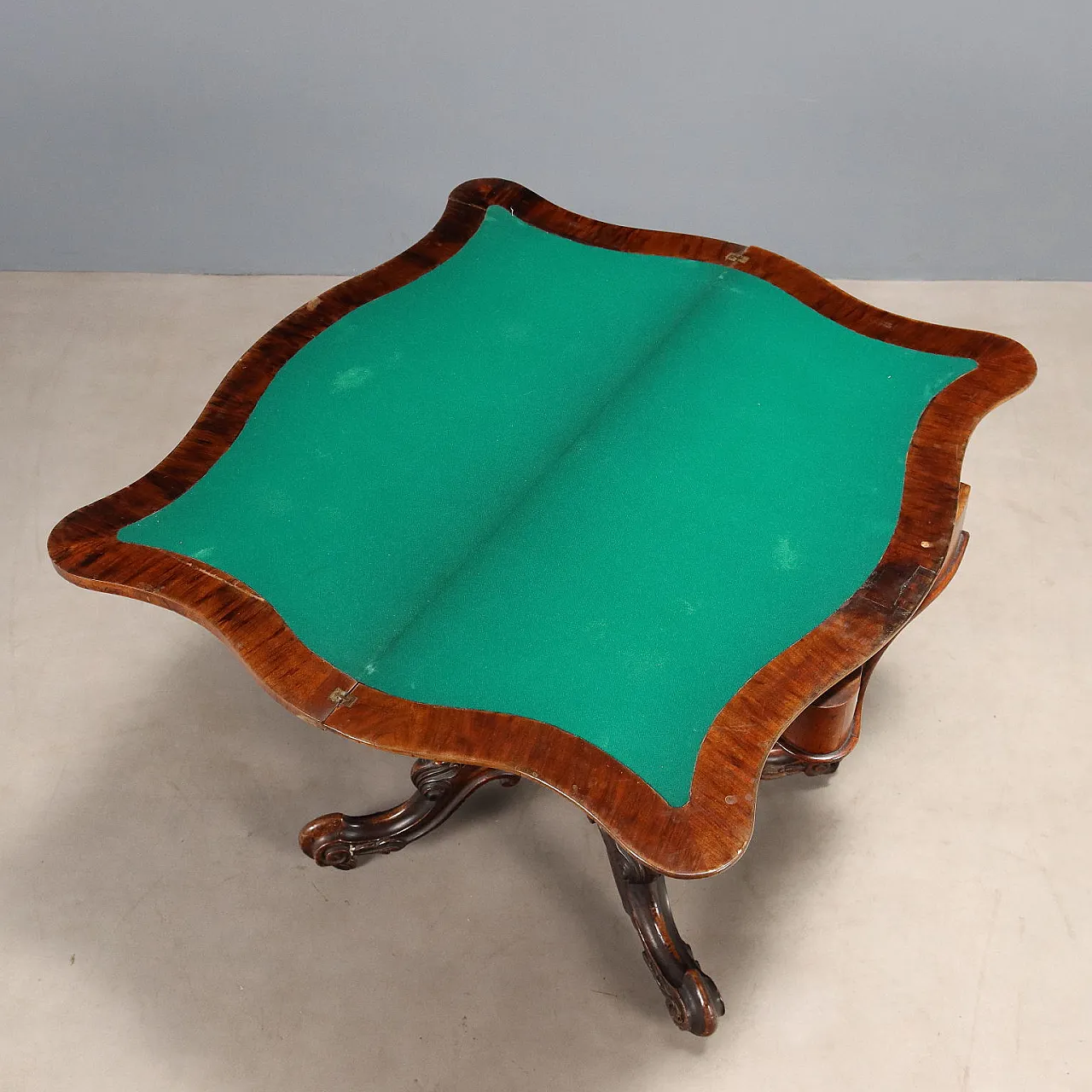 Tavolino da gioco in legno di noce, '800 3