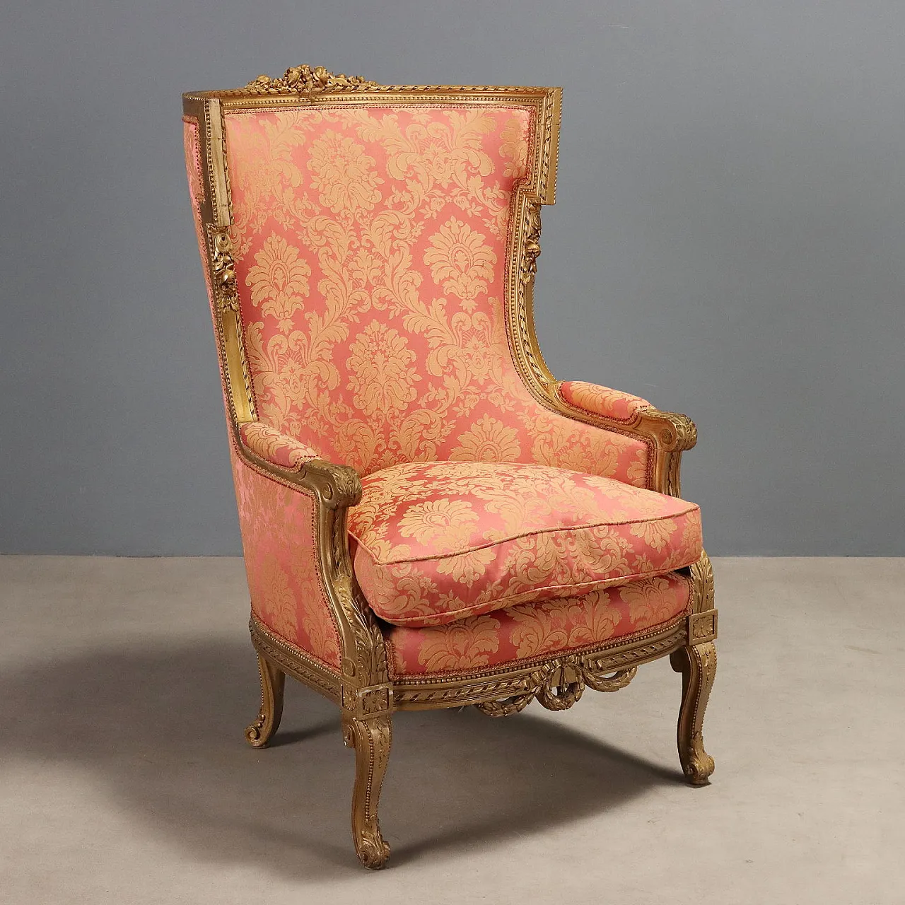 Armchair in carved and gilded wood, 19th century 1