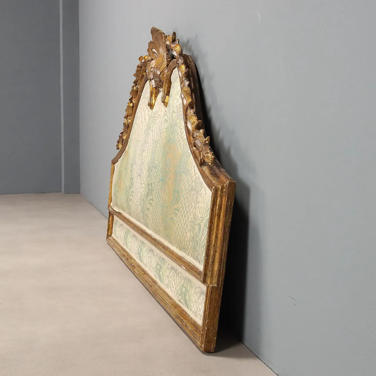 Carved wooden bed headboard, 19th century 8