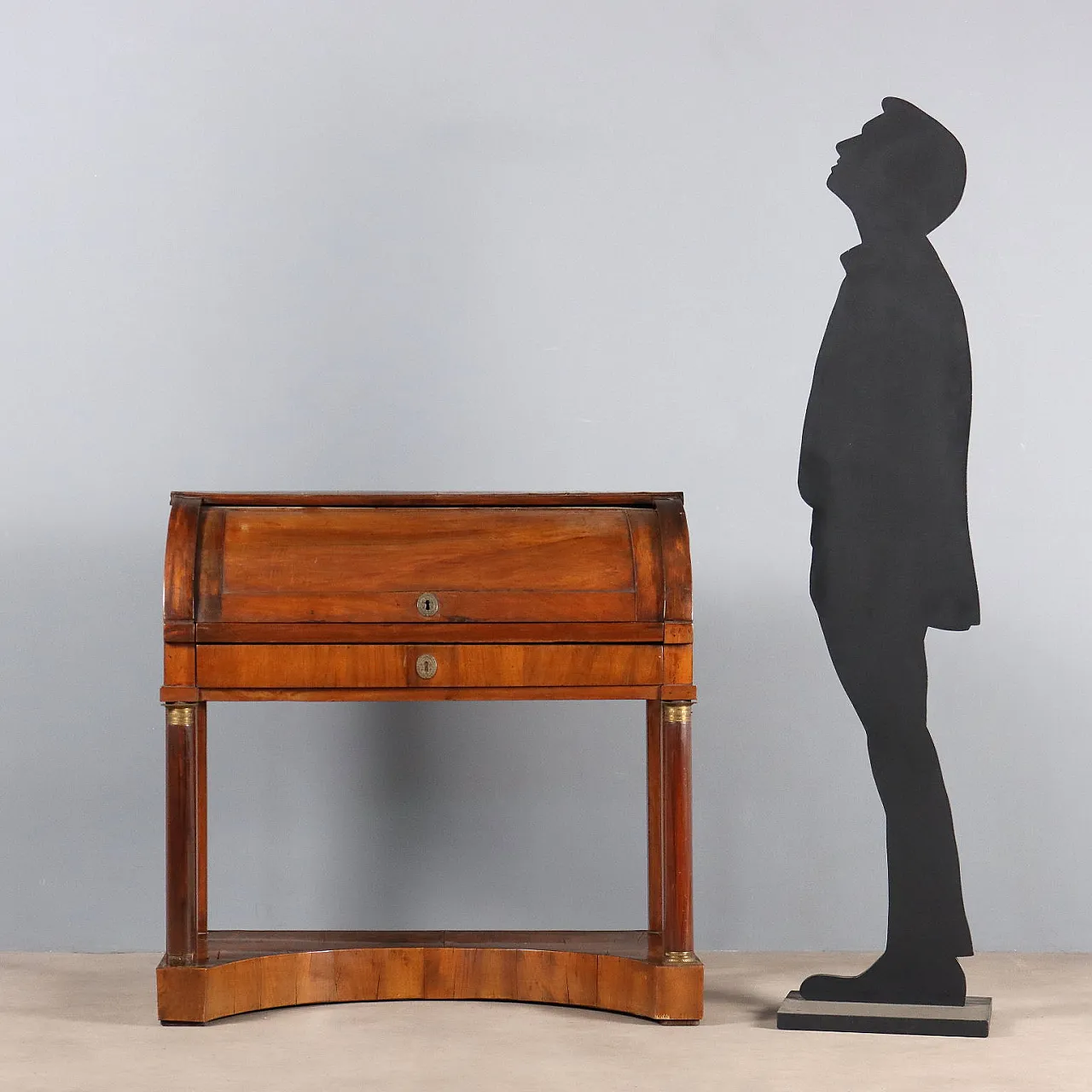 Scrivania Impero a rullo in noce, primo '800 3