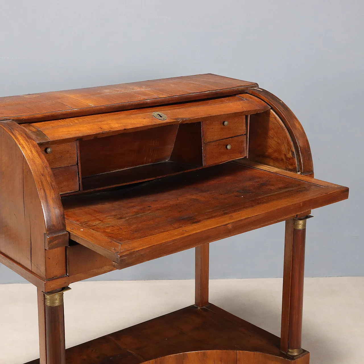 Scrivania Impero a rullo in noce, primo '800 4