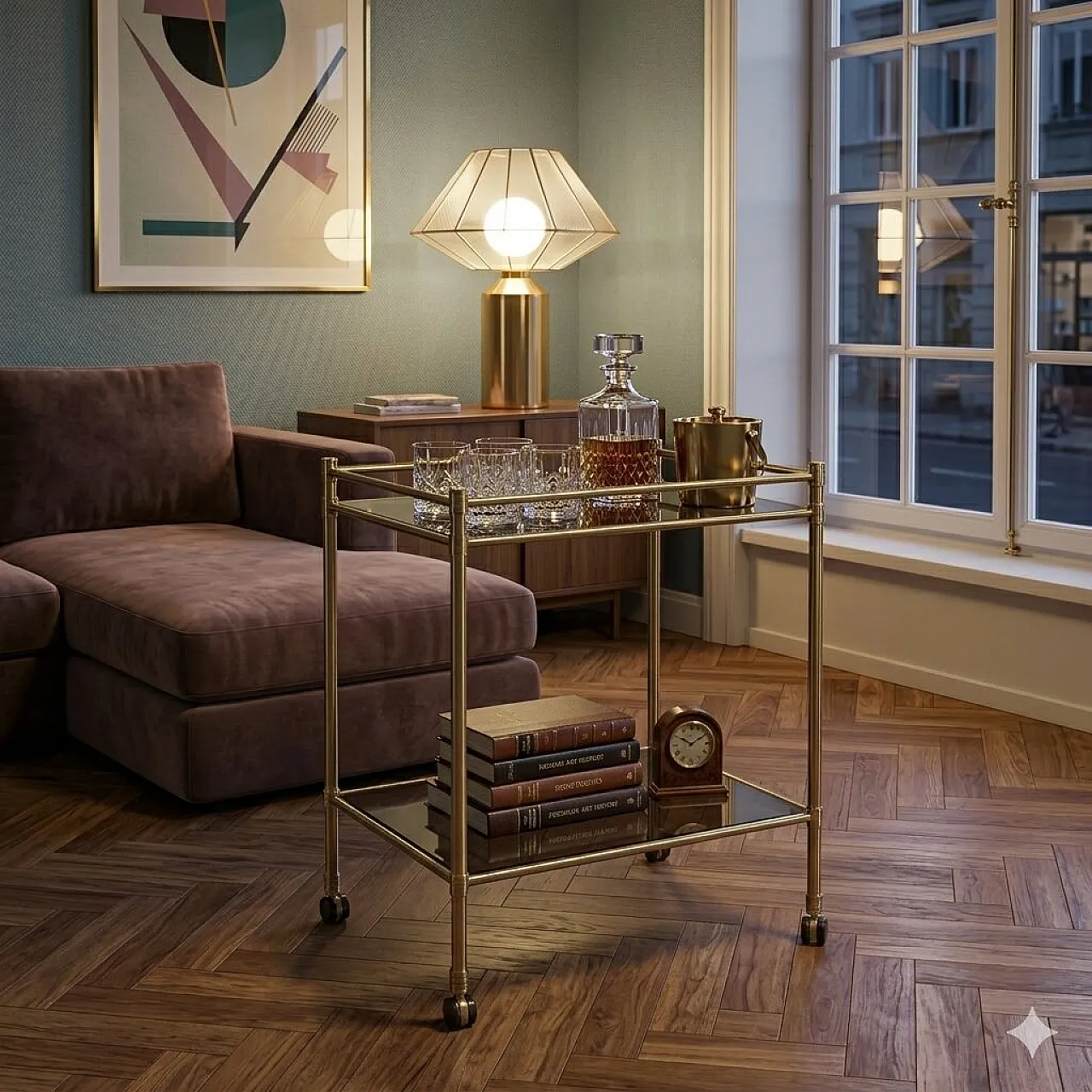 Carrello in ottone, anni '80 2