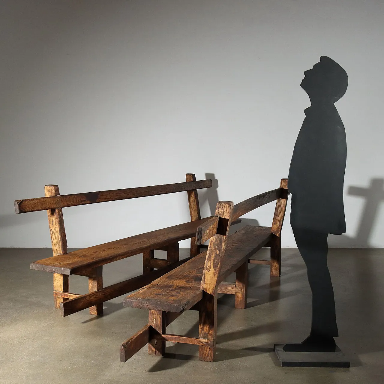 Pair of chestnut benches, early 20th century 3