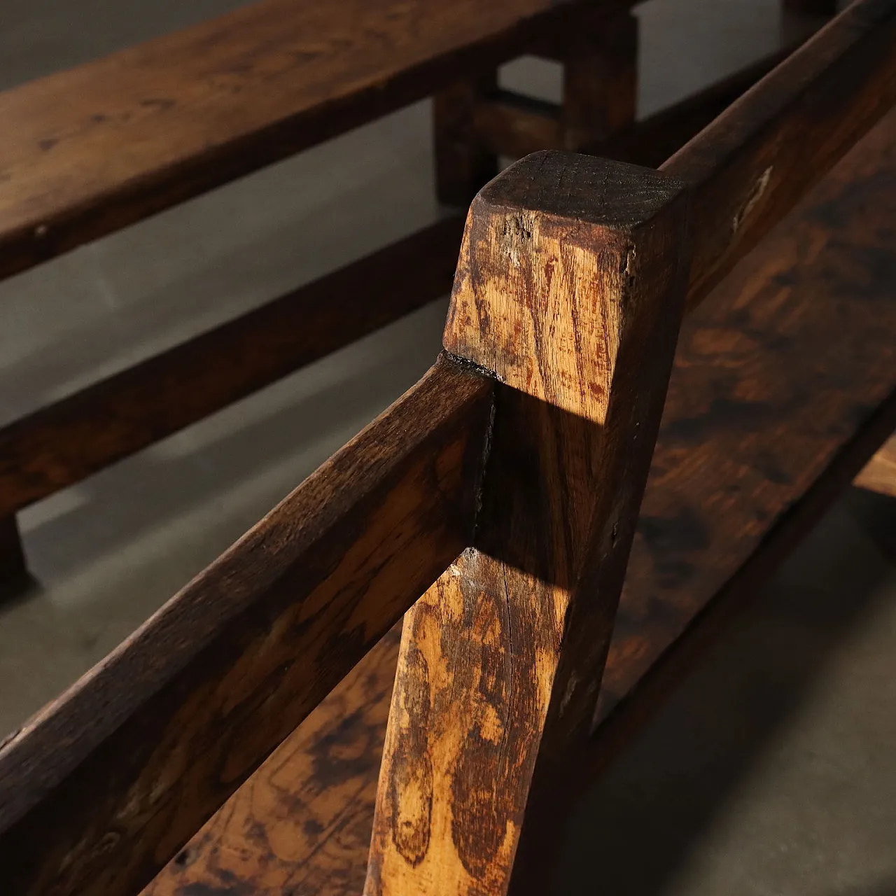 Pair of chestnut benches, early 20th century 6