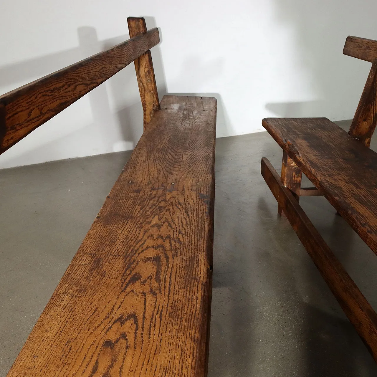 Pair of chestnut benches, early 20th century 8