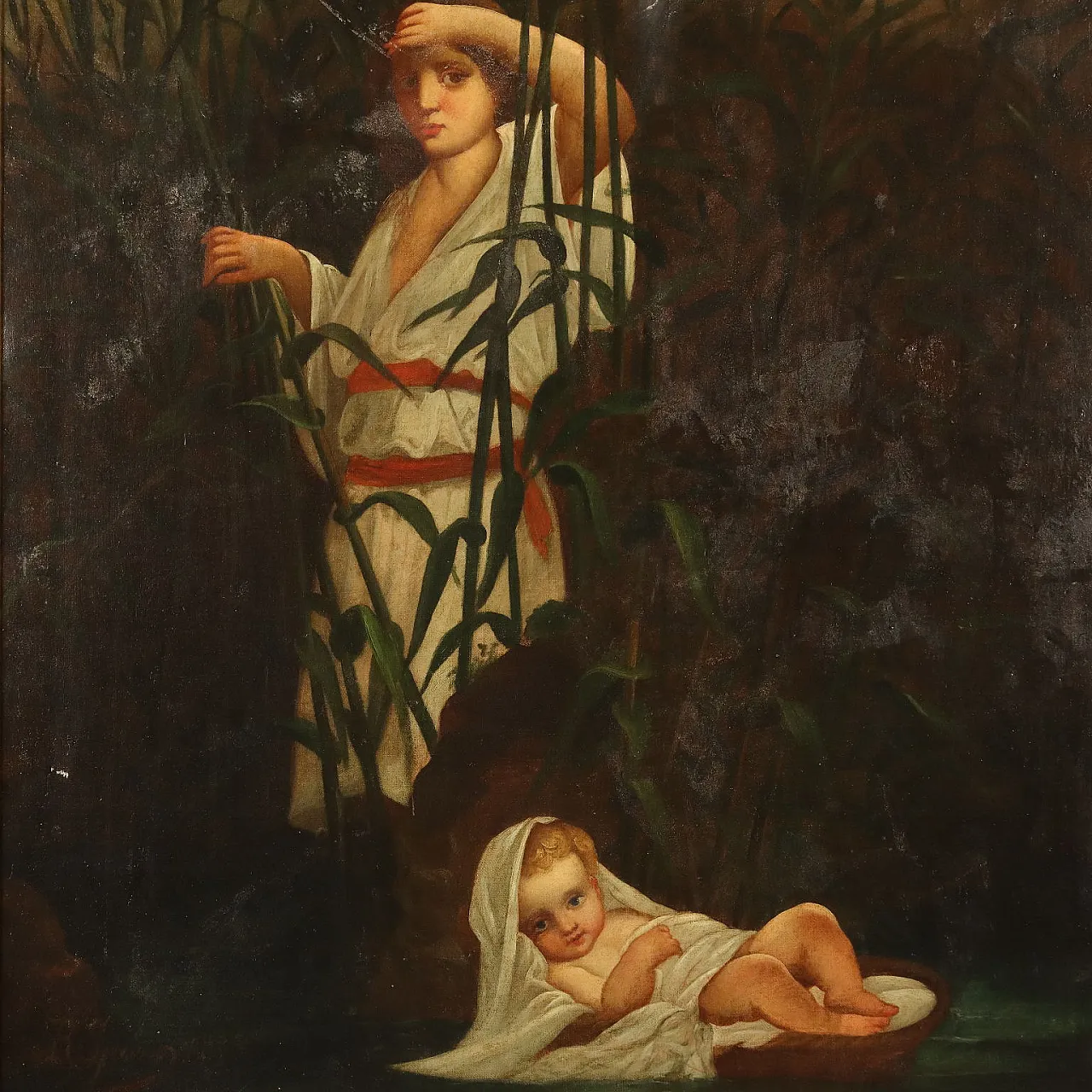 Mosè Affidato alle Acque del Nilo, olio su tela, '700 3