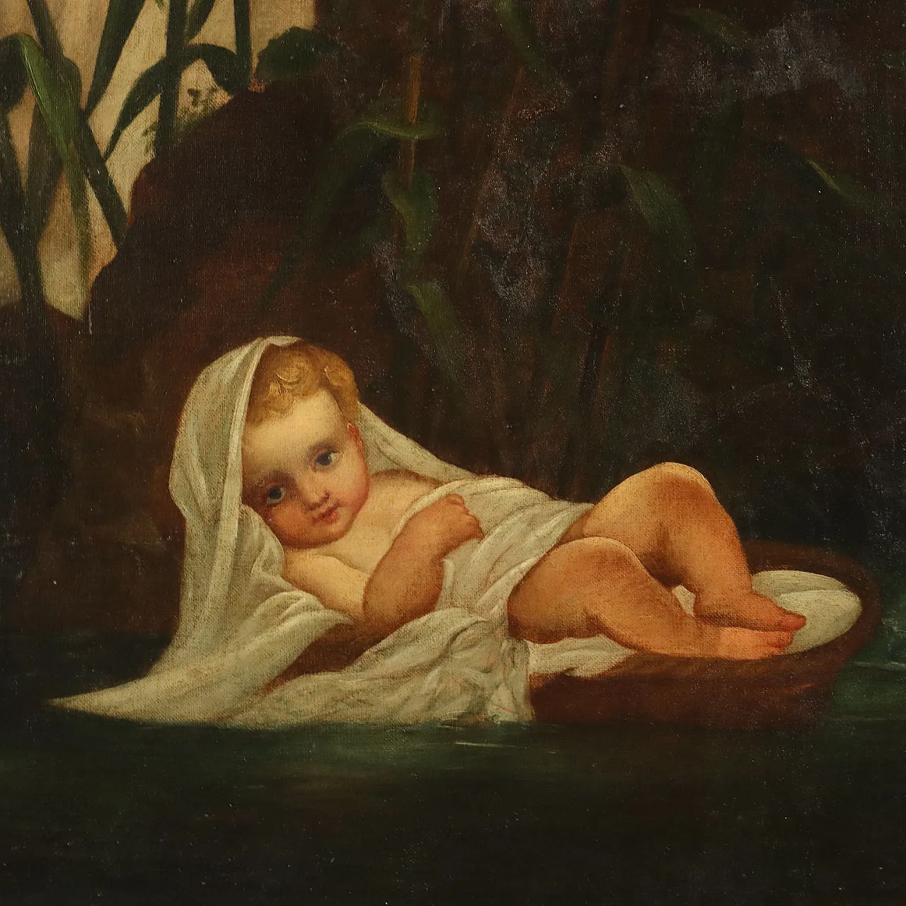 Mosè Affidato alle Acque del Nilo, olio su tela, '700 5