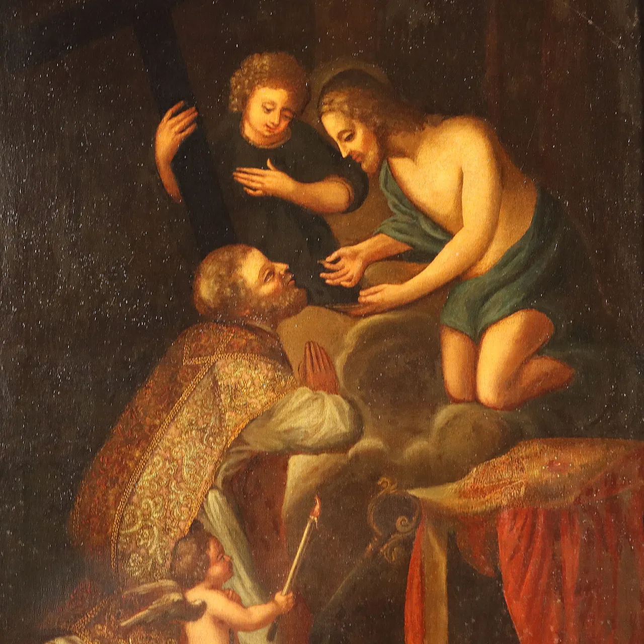 Santo Vescovo Riceve la Comunione da Gesù, olio su tela, '700 3
