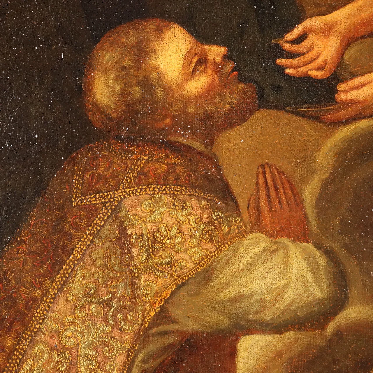 Santo Vescovo Riceve la Comunione da Gesù, olio su tela, '700 5