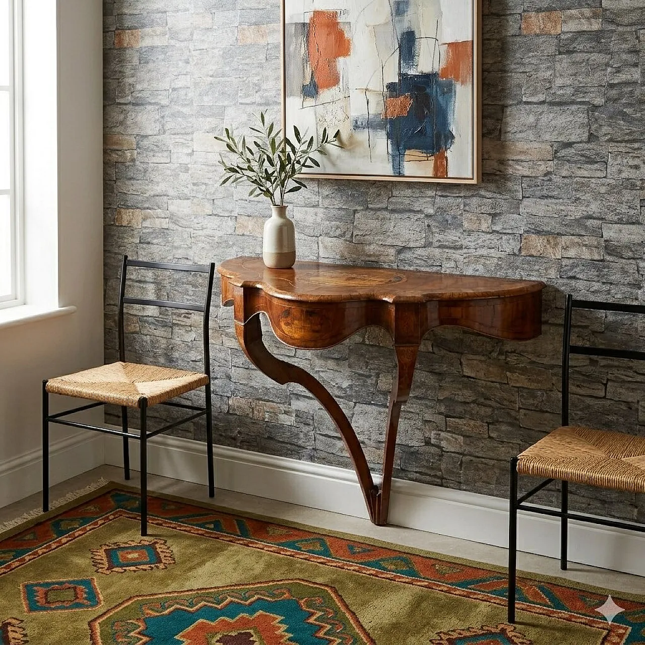 Consolle a goccia in legno di noce, '800 2