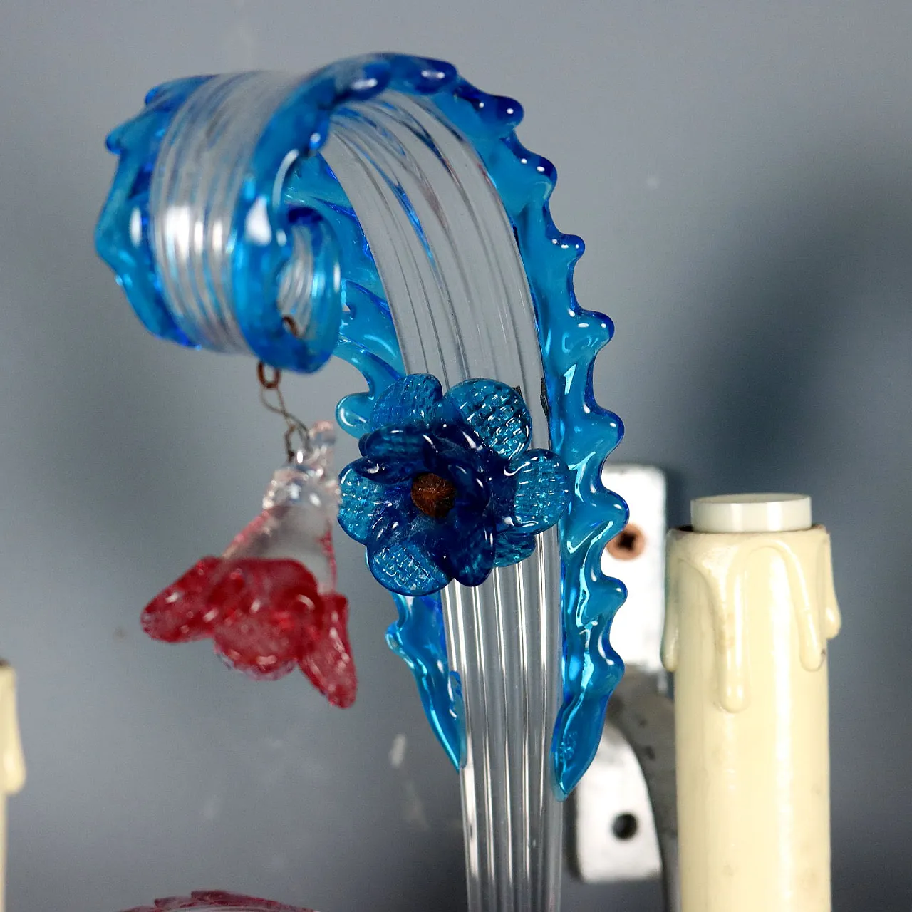 Pair of coloured blown glass wall lights, 19th century 7