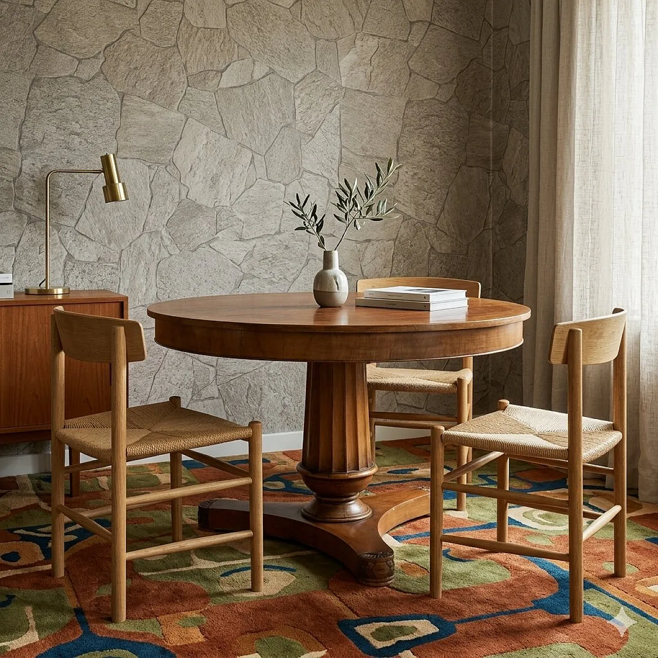 Tavolo tondo in noce, '800 2