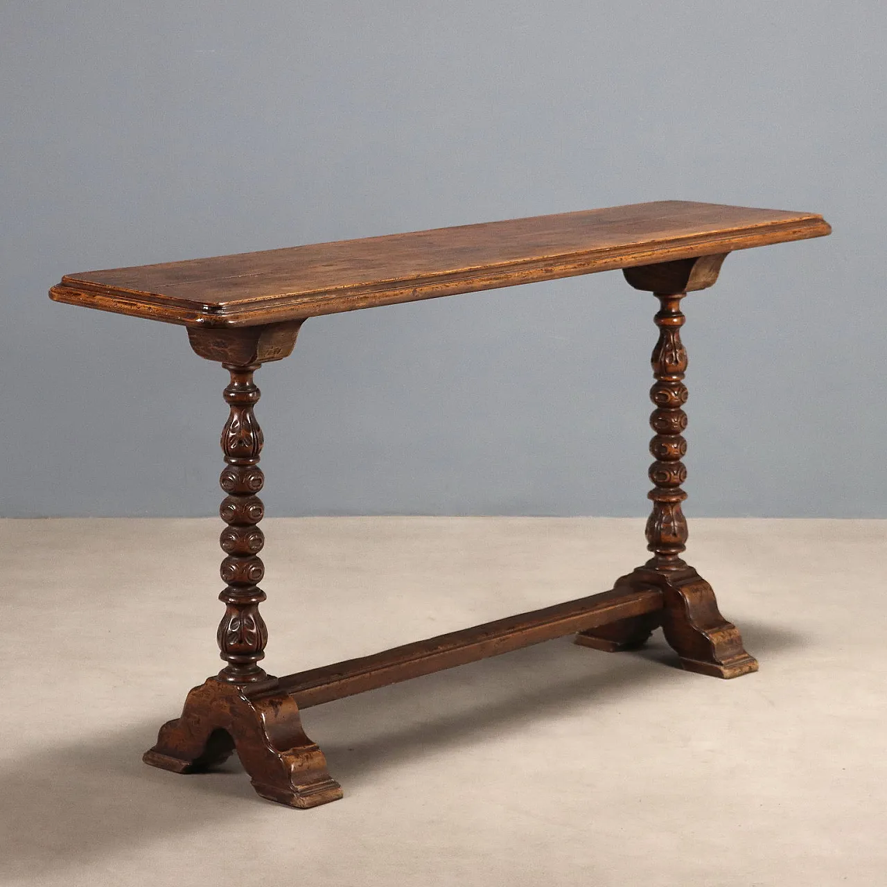Console in walnut-stained poplar, 20th century 1