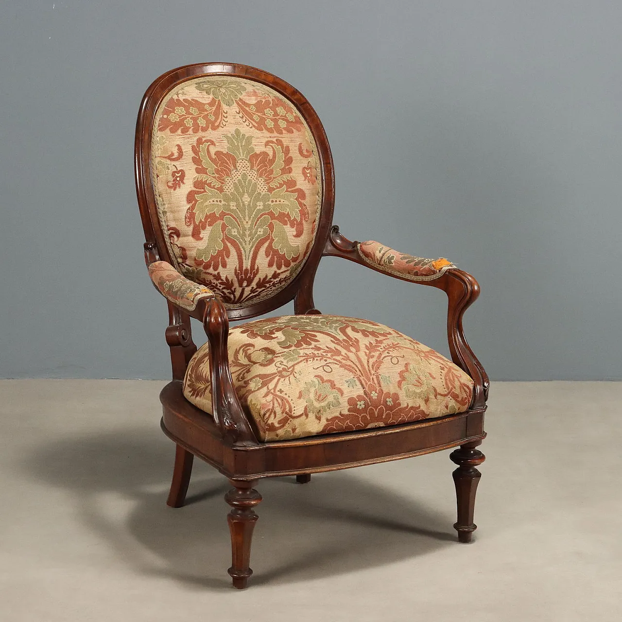 Louis Philippe armchair in walnut, 19th century 1