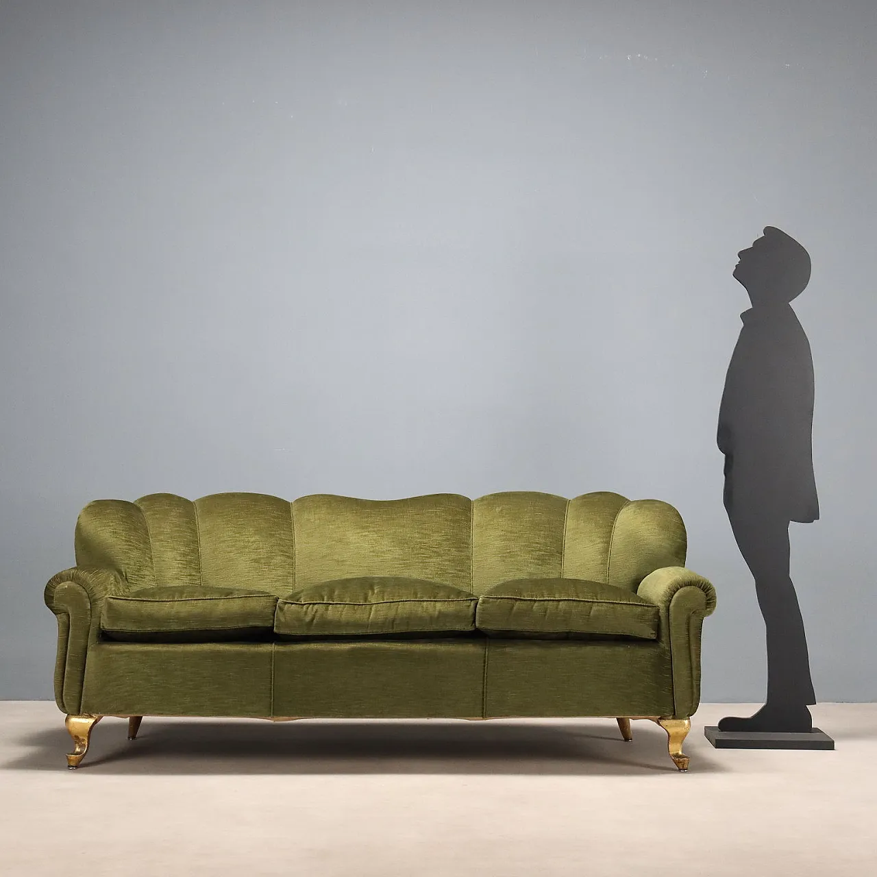 Sofa with spring padding and original fabric, 1950s 3