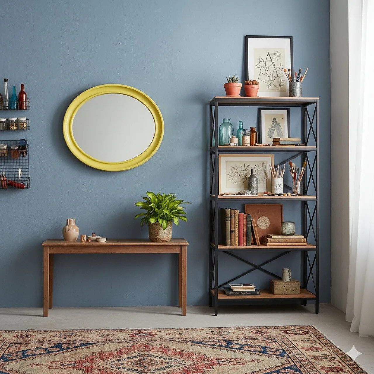 Specchio da parete ellittico con cornice in plastica, '900 2