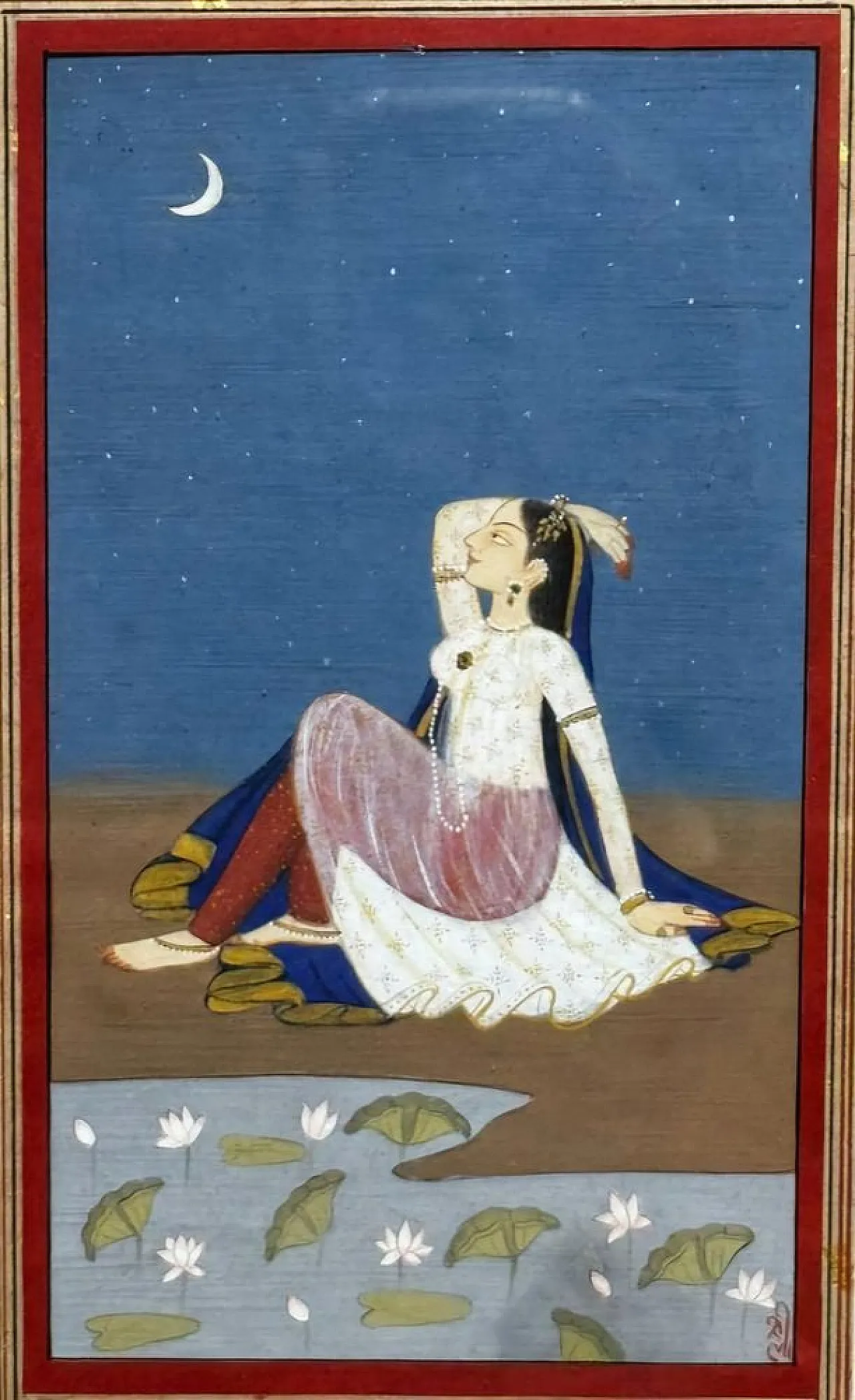 Rajasthan, Nayika of Moonlight, tempera e acquerello, '800 3