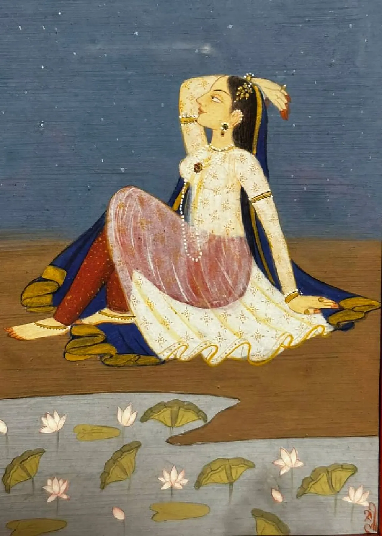Rajasthan, Nayika of Moonlight, tempera e acquerello, '800 4