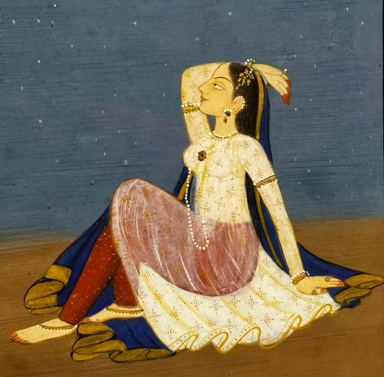 Rajasthan, Nayika of Moonlight, tempera e acquerello, '800 5