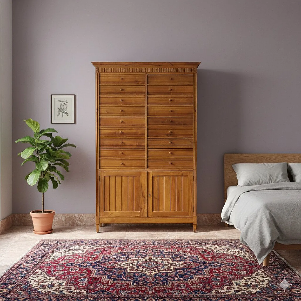 Walnut and beech chest of drawers, early 20th century 2