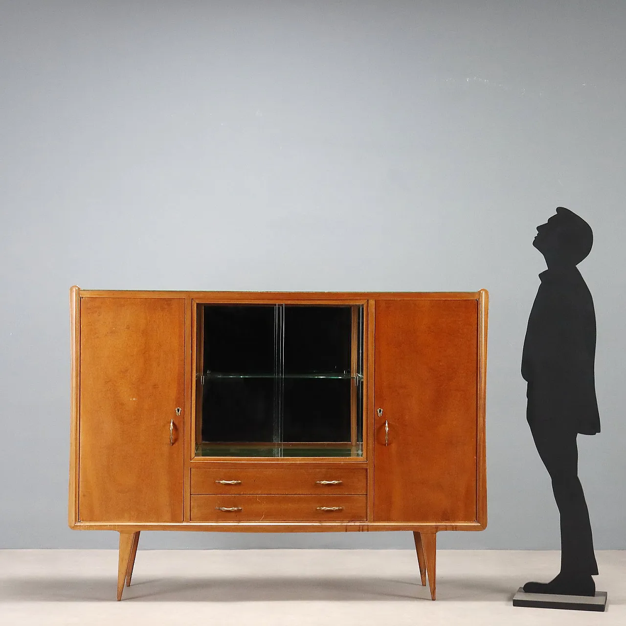 Credenza in legno, vetro e ottone, '900 3