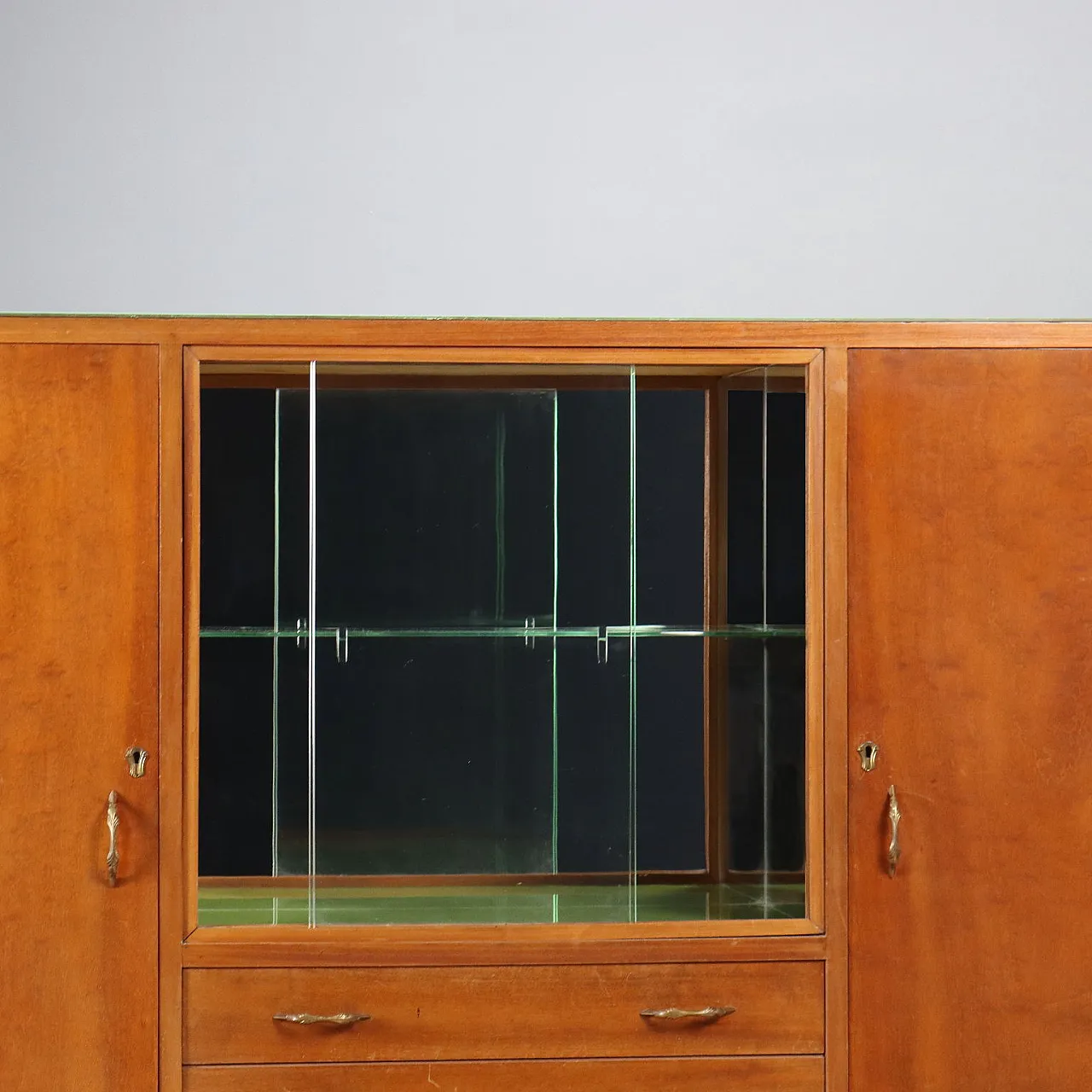 Credenza in legno, vetro e ottone, '900 5